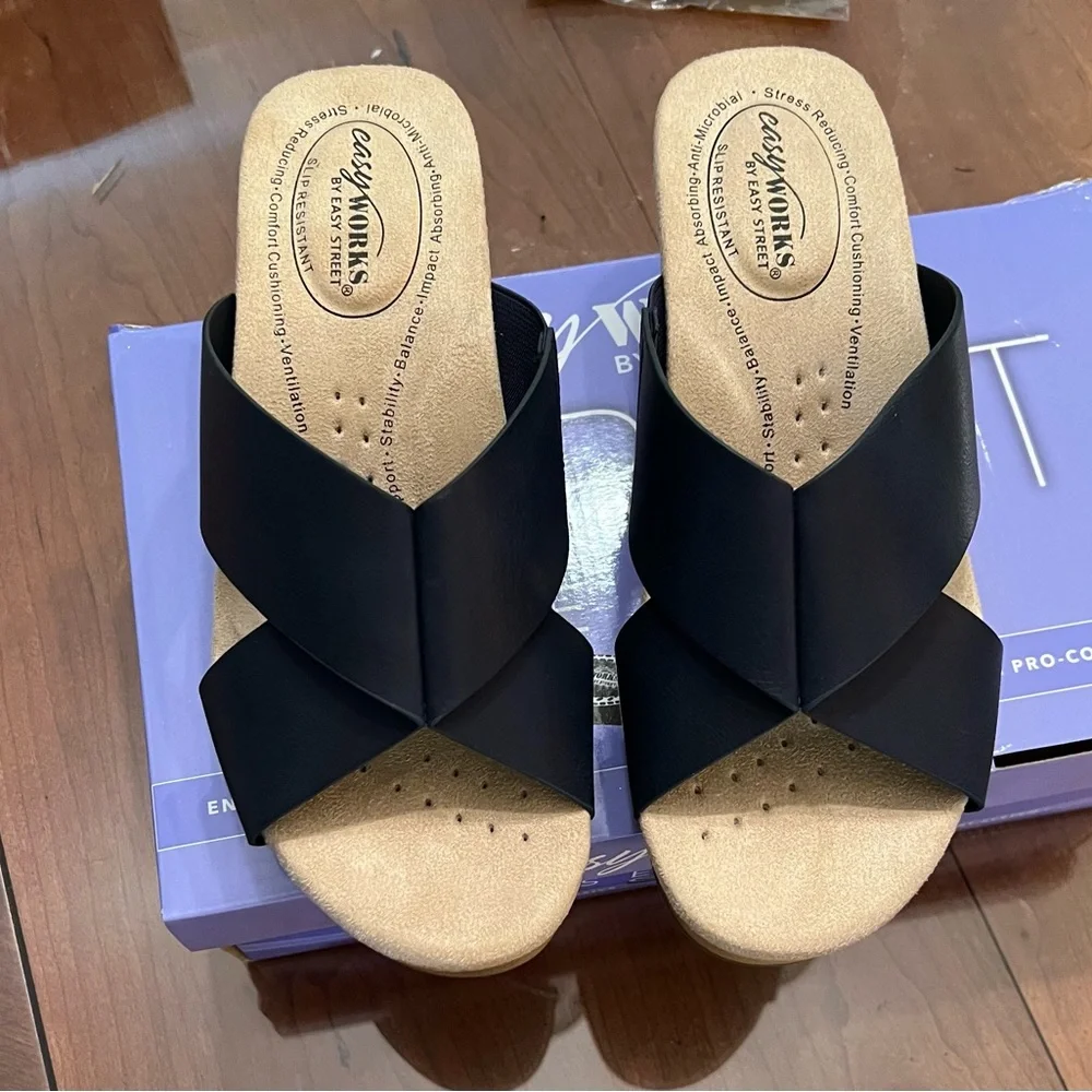 Open toe, anti-slip sandals, black New size 7
